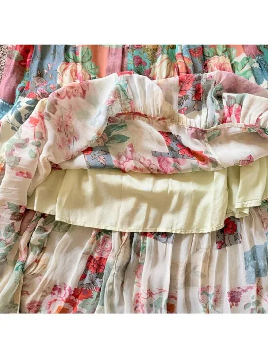 NEW Anthropologie Chiffon Shift Midi Dress Floral Sleeveless Beach Size XXSmall - Picture 6 of 12